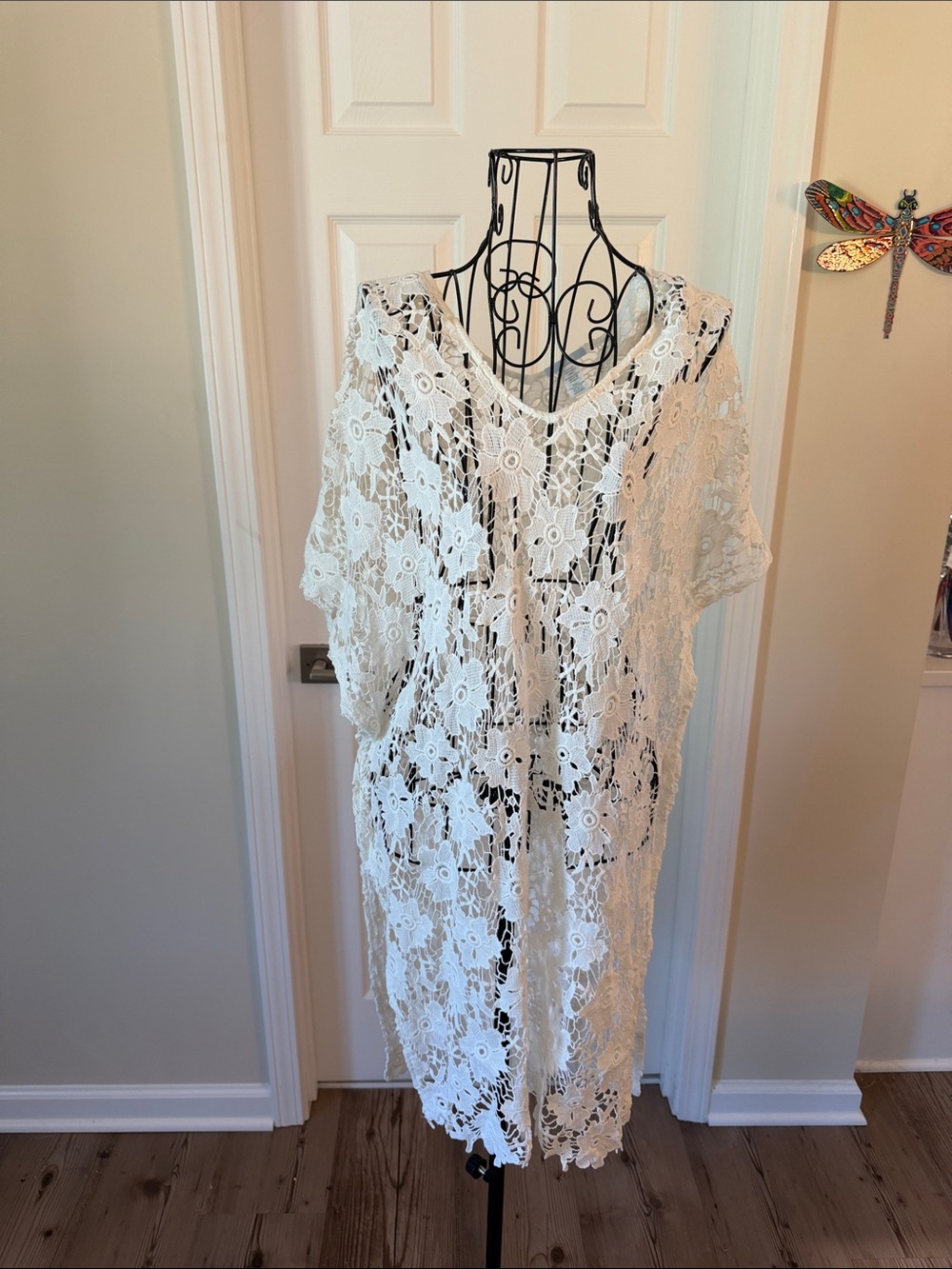 Eberjey White Crochet Lace Swim Coverup